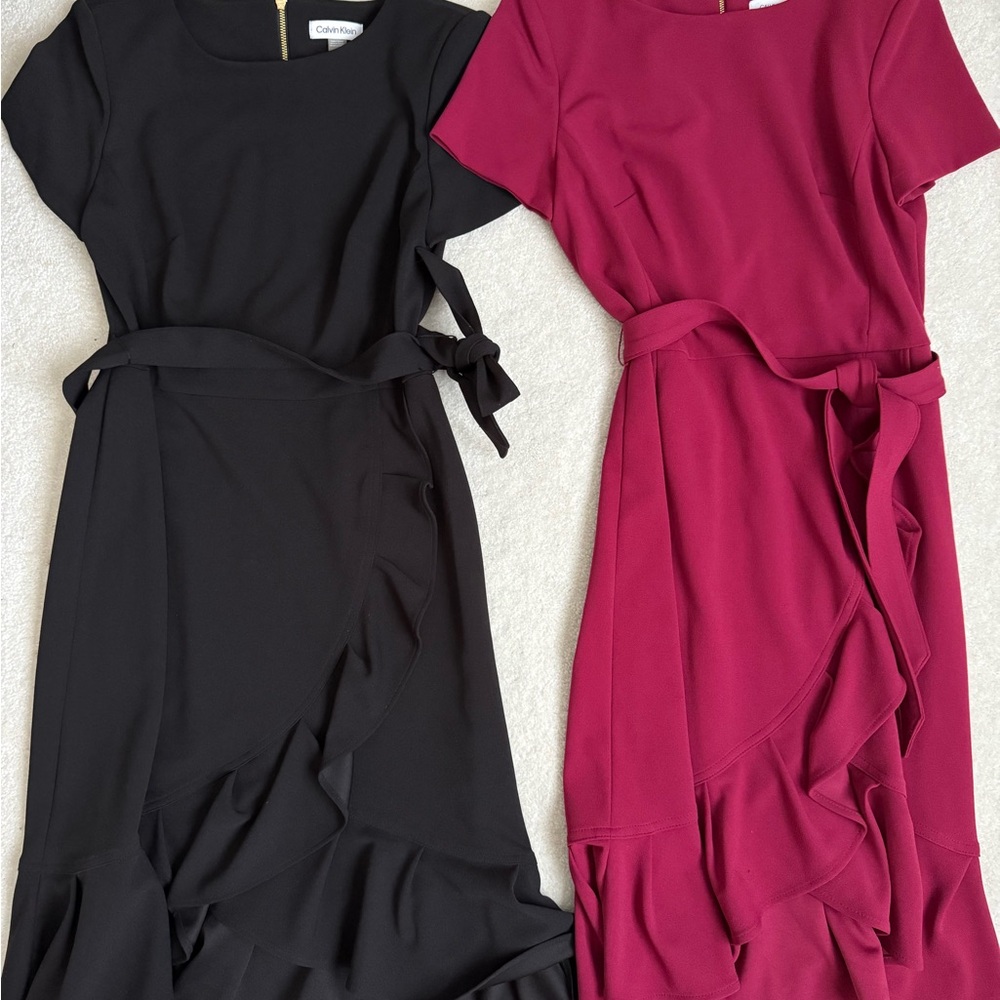 Calvin Klein Black and Burgundy Midi Dress bundle